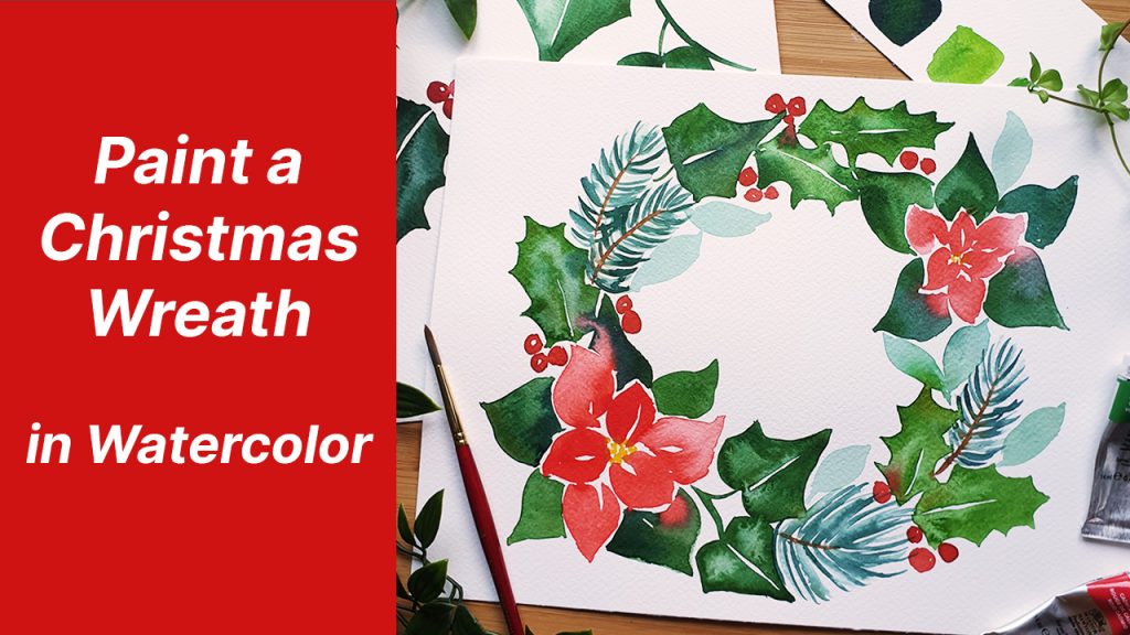 emily wassell art skillshare christmas wreath watercolor class