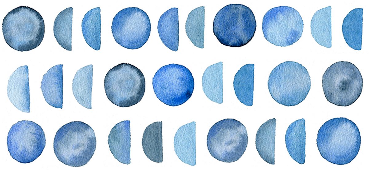 blue moons watercolour pattern