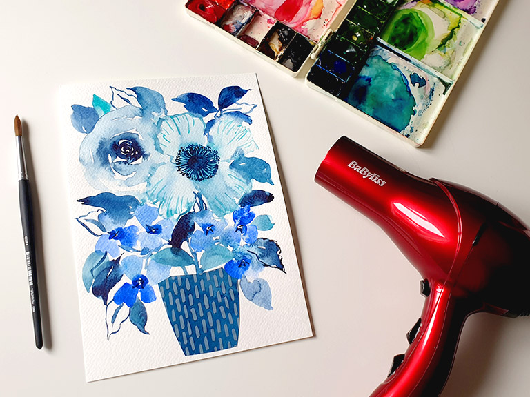 how to use a hairdryer on watercolor