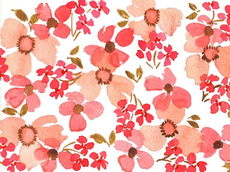 flower scatter pattern painted in watercolour