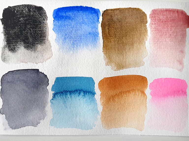 granulating vs non granulating watercolour paints example