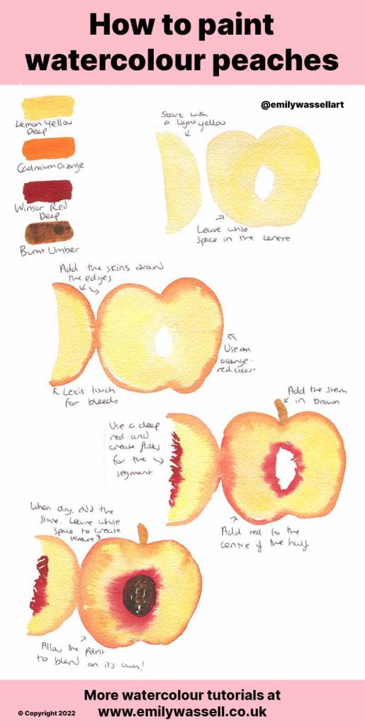 how to paint peaches in watercolour