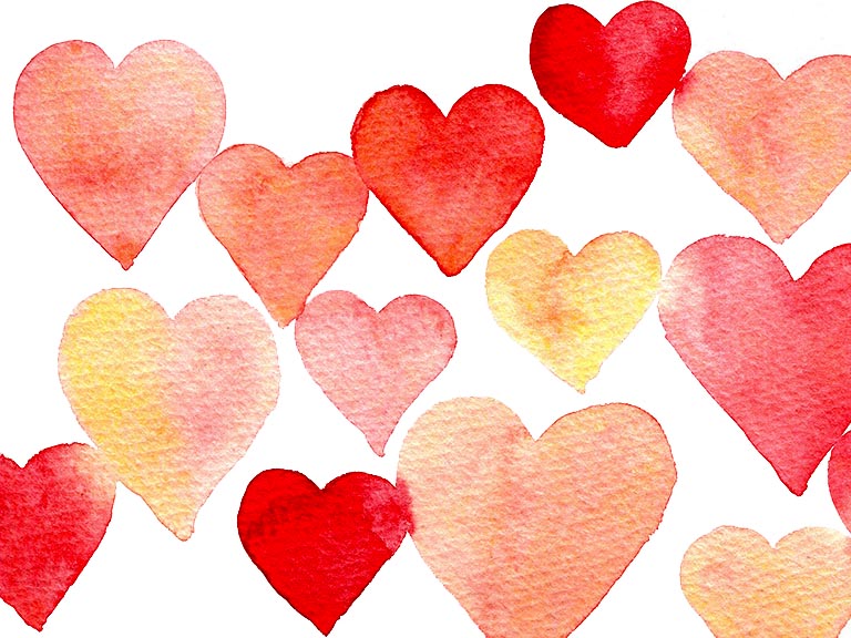 watercolour hearts pattern