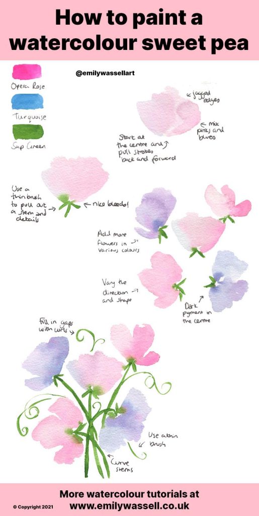 how to paint sweet peas flowers