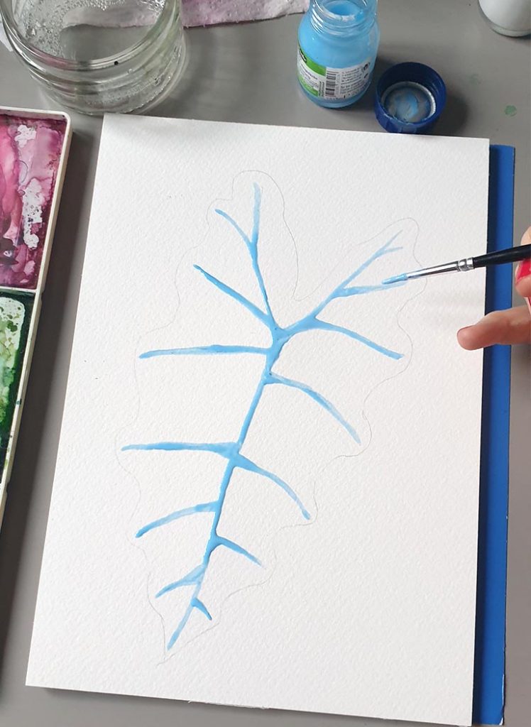 how to apply masking fluid to the paper