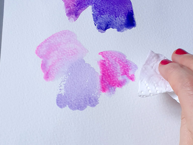 lift watercolour mistakes with paper towel