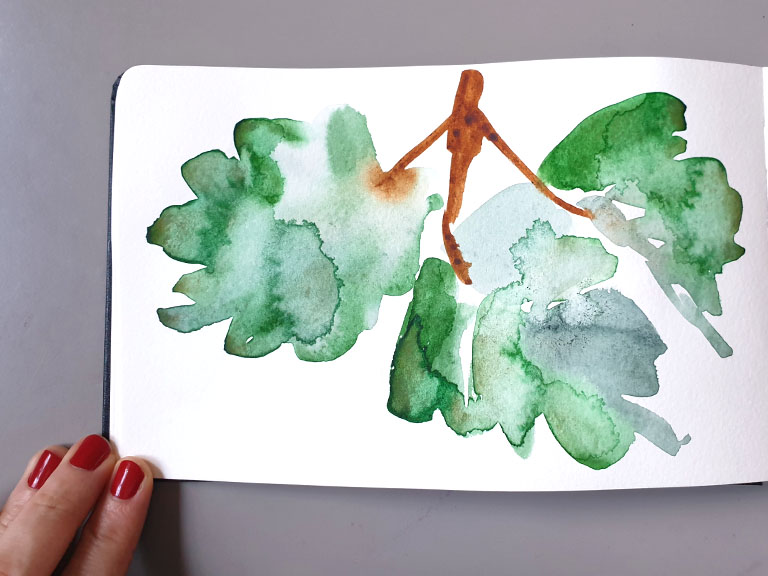 warped watercolour paper in sketchbook