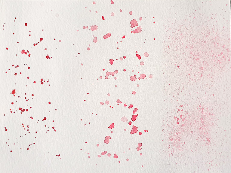 watercolour splatter examples by brush type